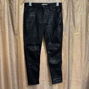 Levi’s Black 721 Skinny Cheetah Print Wild Cat Foil Design Pants Size 32